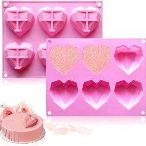 Silicone 6 hearts pink mold