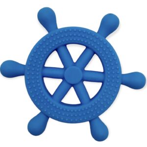 Blue steering wheel silicone teething toy