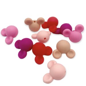 Mickey silicone teething beads - red and pink colors