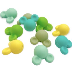 Mickey silicone teething beads - green & yellow colors