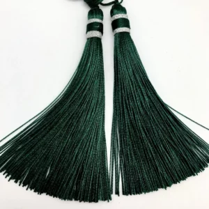 Green and silver tassels (2pcs)