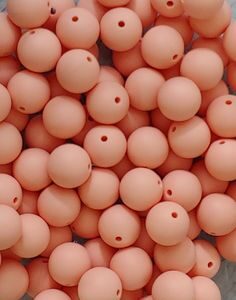 Peach Pink Silicone Teething Beads 10pcs - 9mm
