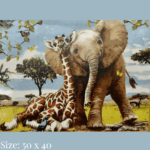 Diamond painting art - giraffe and elephant
