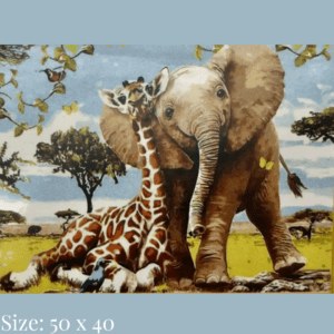 Diamond painting art - giraffe and elephant