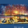 Diamond paining art - boats at night port