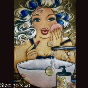 Diamond painting art - woman doing makeup