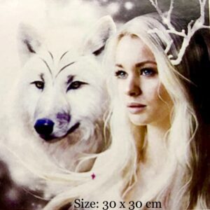 5D diamond painting art - woman & wolf