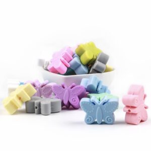 Silicone teething beads - butterflies