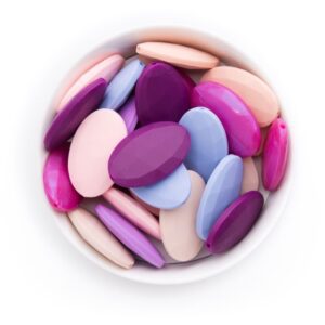 Oval silicone teething beads