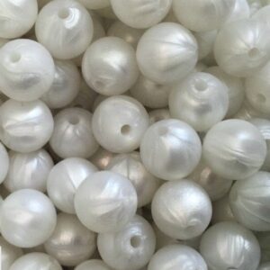 Pearl White Silicone Teething Beads 10pcs - 12mm