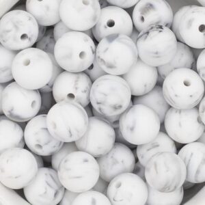 Marble Silicone Teething Beads 10pcs - 12mm