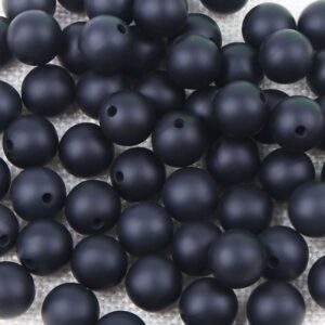 Black Silicone Teething Beads 10pcs - 9mm