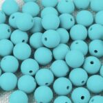 Turquoise Silicone Teething Beads 10pcs - 9mm