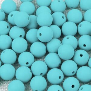 Turquoise Silicone Teething Beads 10pcs - 9mm