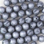 Dark Silver Silicone Teething Beads 10pcs - 9mm