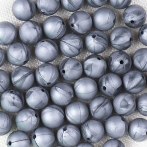 Dark Silver Silicone Teething Beads 10pcs - 9mm