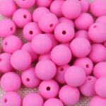 Pink Silicone Teething Beads 10pcs - 12mm