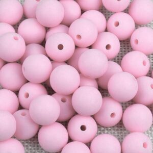 Soft Pink Silicone Teething Beads 6pcs - 15mm