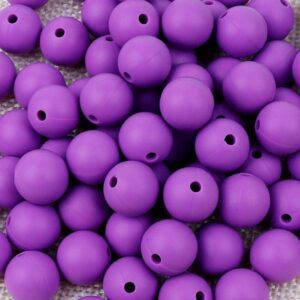 Purple Silicone Teething Beads 6pcs - 15mm