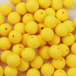 Yellow Silicone Teething Beads 6pcs - 15mm