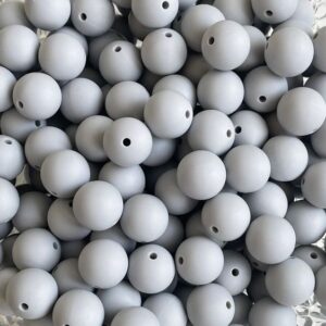 Light Grey Silicone Teething Beads 10pcs - 12mm