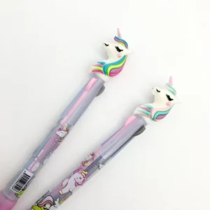 3 color ink unicorn pen (black, blue & pink)