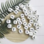 Square silicone alphabet beads letter T
