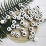Square silicone alphabet beads letter D