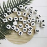 Square silicone alphabet beads letter M