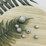 Plastic beads glitter silver different shape 8 pcs