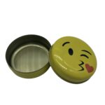 Round metal box smile face