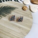 Rose Gold Checkered Diamond Earrings