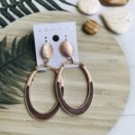 Rose Gold Beads & Wood Circle Earrings