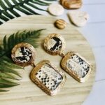 Gold Snake Skin Drop Earrings