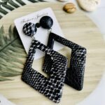 Black Snake Skin Drop Earrings