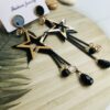 Gold & Black Star Drop Earrings