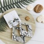 White Snake Skin Drop Earrings