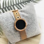 Gold Watch Bracelet with a Black Stone Face 2