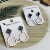 Stud Drop Earrings - Black Clover Leaf