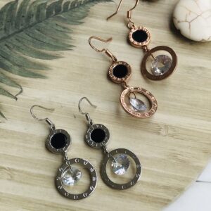 Drop Clock Rhinestone Earrings