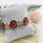 Gold & Red Bracelet with Red Rhinestones
