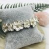 White Flowers Bracelet with Silver Lining and Rhinestones
