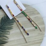 Long Drop Multicolour Rhinestones Earrings 09