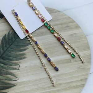 Long Drop Multicolour Rhinestones Earrings 09