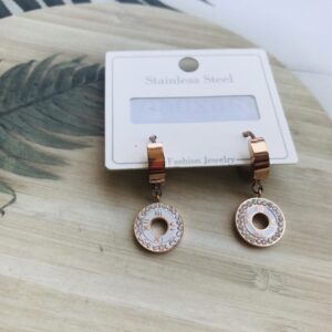 Rose Gold Clock Drop Earrings 15