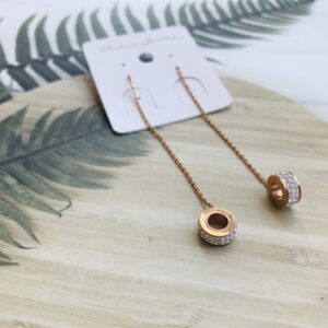 Rose Gold Long Drop Stud Earrings 23