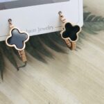 Rose Gold Black Clover Leaf Earrings 20