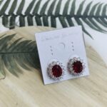 Ruby-red Rhinestone Oval Stud Earrings 12
