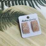 Rhinestone rectangle earrings 11