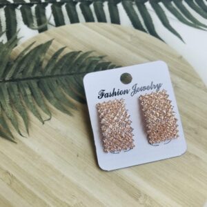 Rhinestone rectangle earrings 11